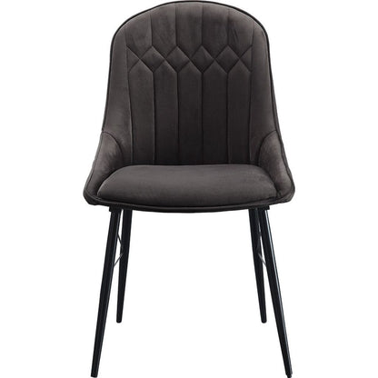 Fabric Upholstered Side Chair, Set of 2, Gray and Black - View 3