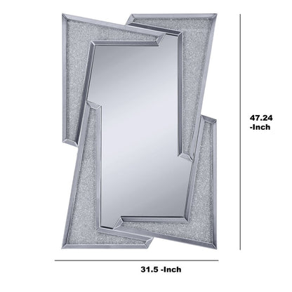 Mirrored Wooden Frame Accent Wall Decor with Four L Shaped Borders, Clear - View 5
