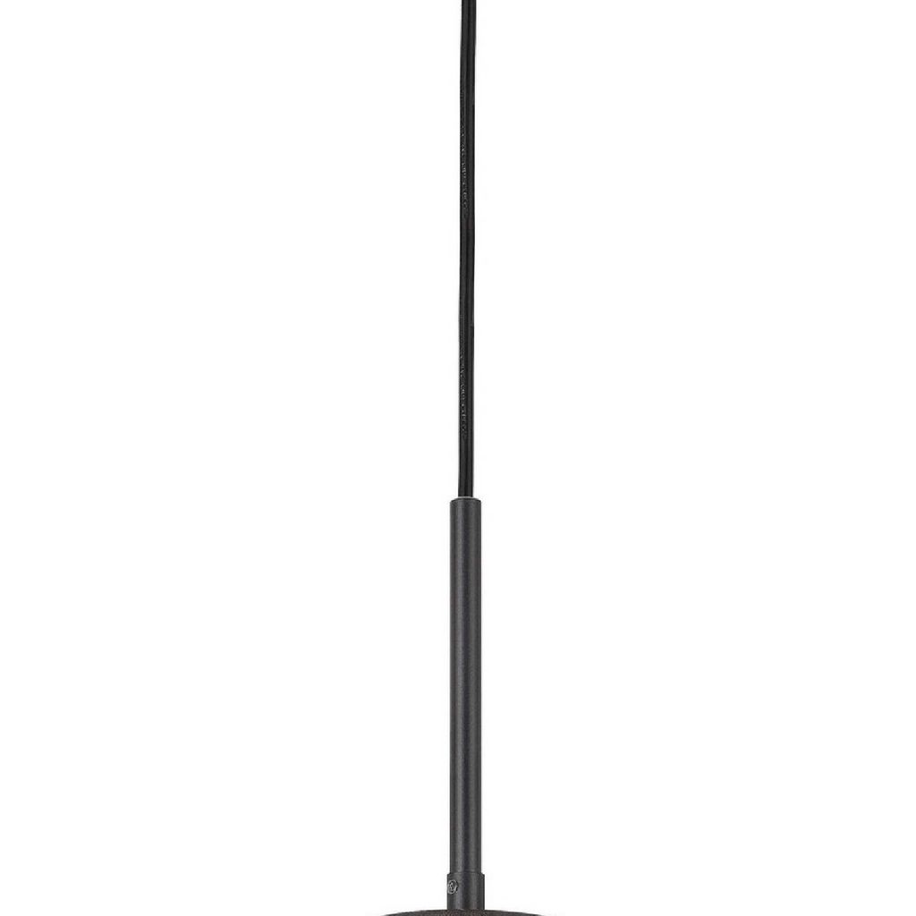 Cylindrical Grid Design Metal Chandelier with Wooden Accent, Black - View 5