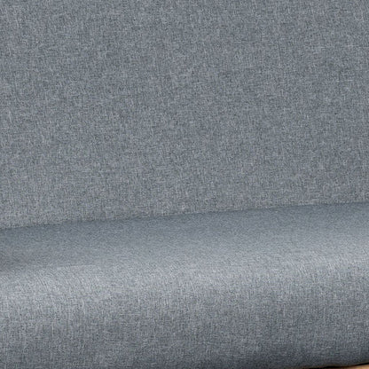 Gala 45 Inch Modern Loveseat Bench, Gray Fabric, Natural Brown Wood Frame - View 3