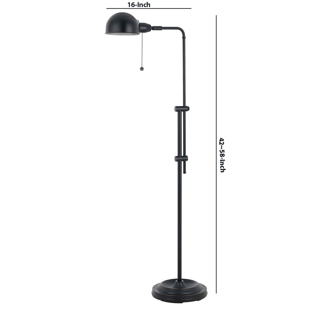 Adjustable Height Metal Pharmacy Lamp with Pull Chain Switch, Black - View 6