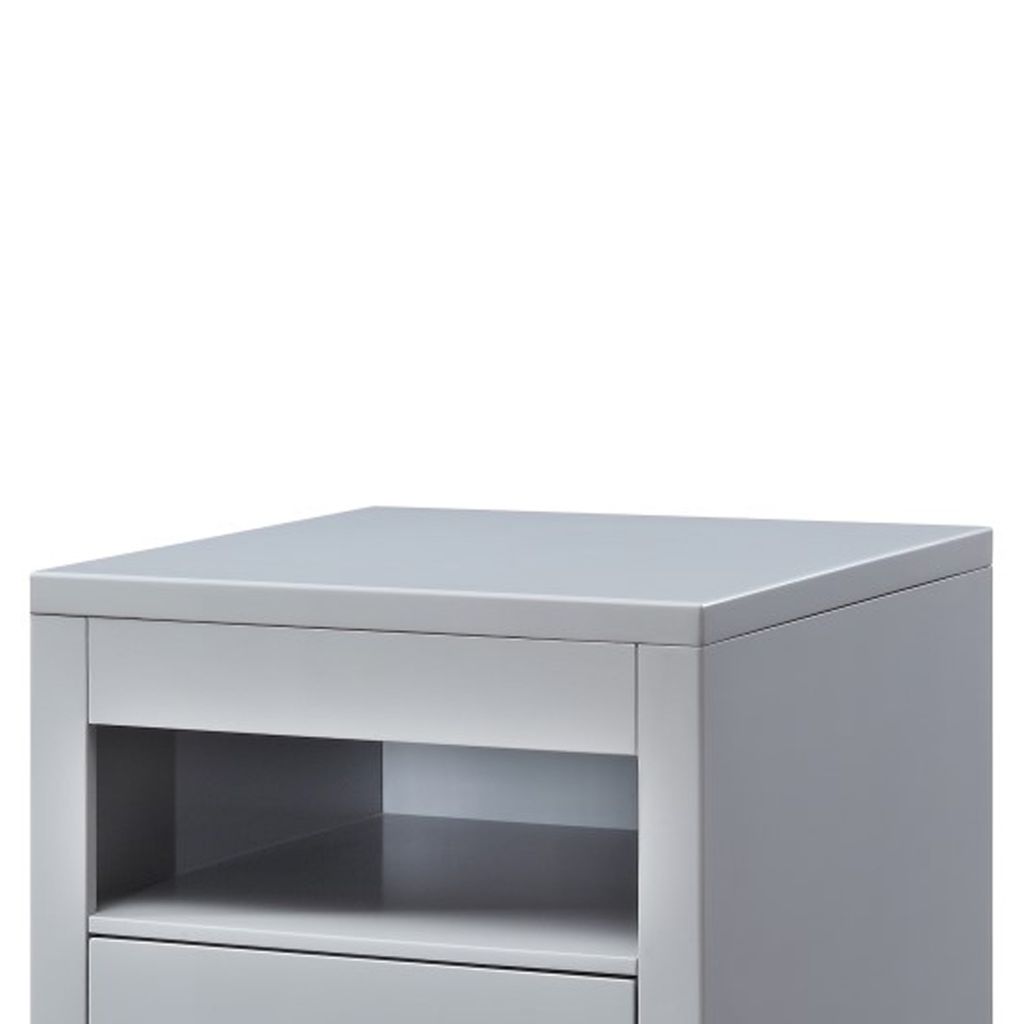 Transitional Style Wooden End Table with 1 Drawer, Gray and Black - View 5