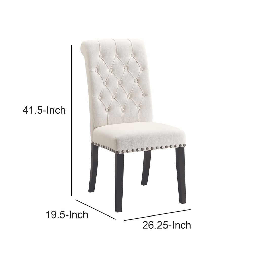 Wooden Dining Side Chair, Cream & Black, Set of 2 - View 5