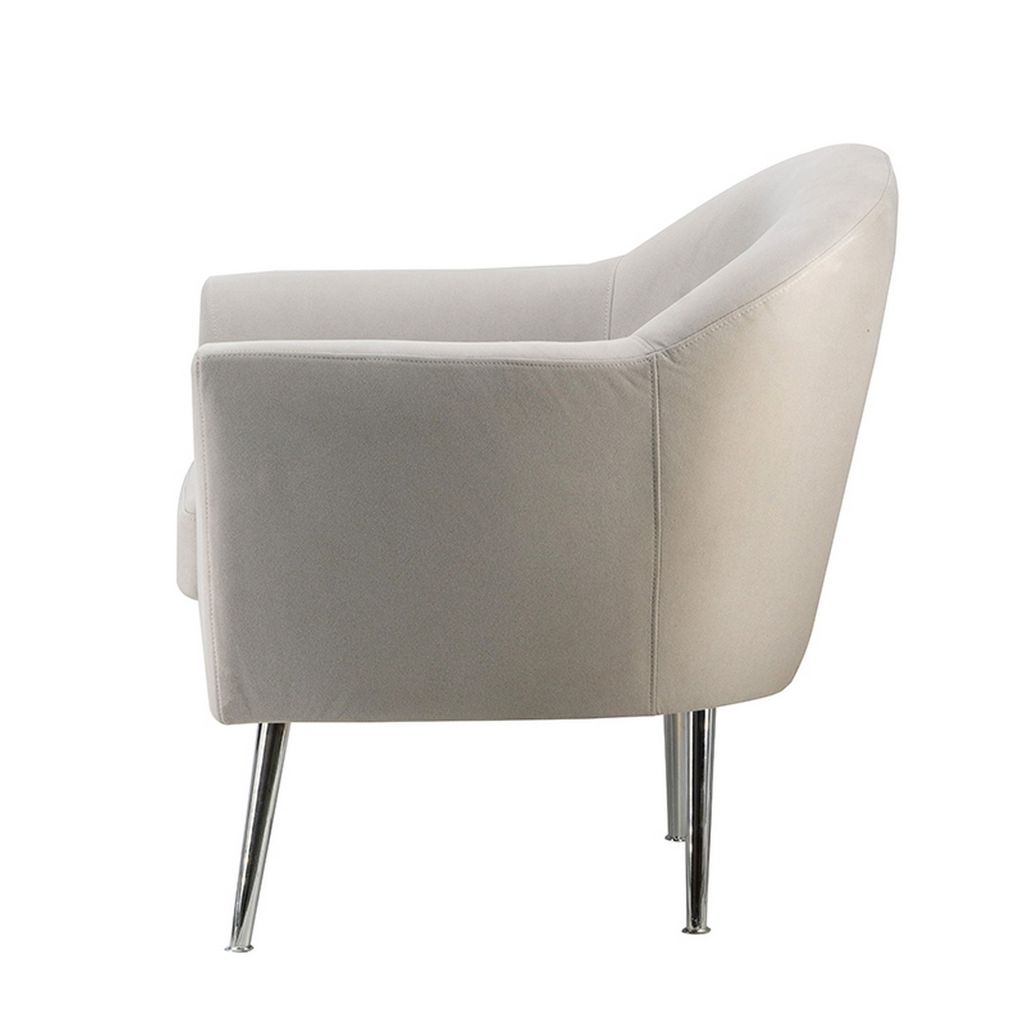 30 Inch Modern Accent Sofa chair, Curved, Ivory Fabric Upholstery - View 2