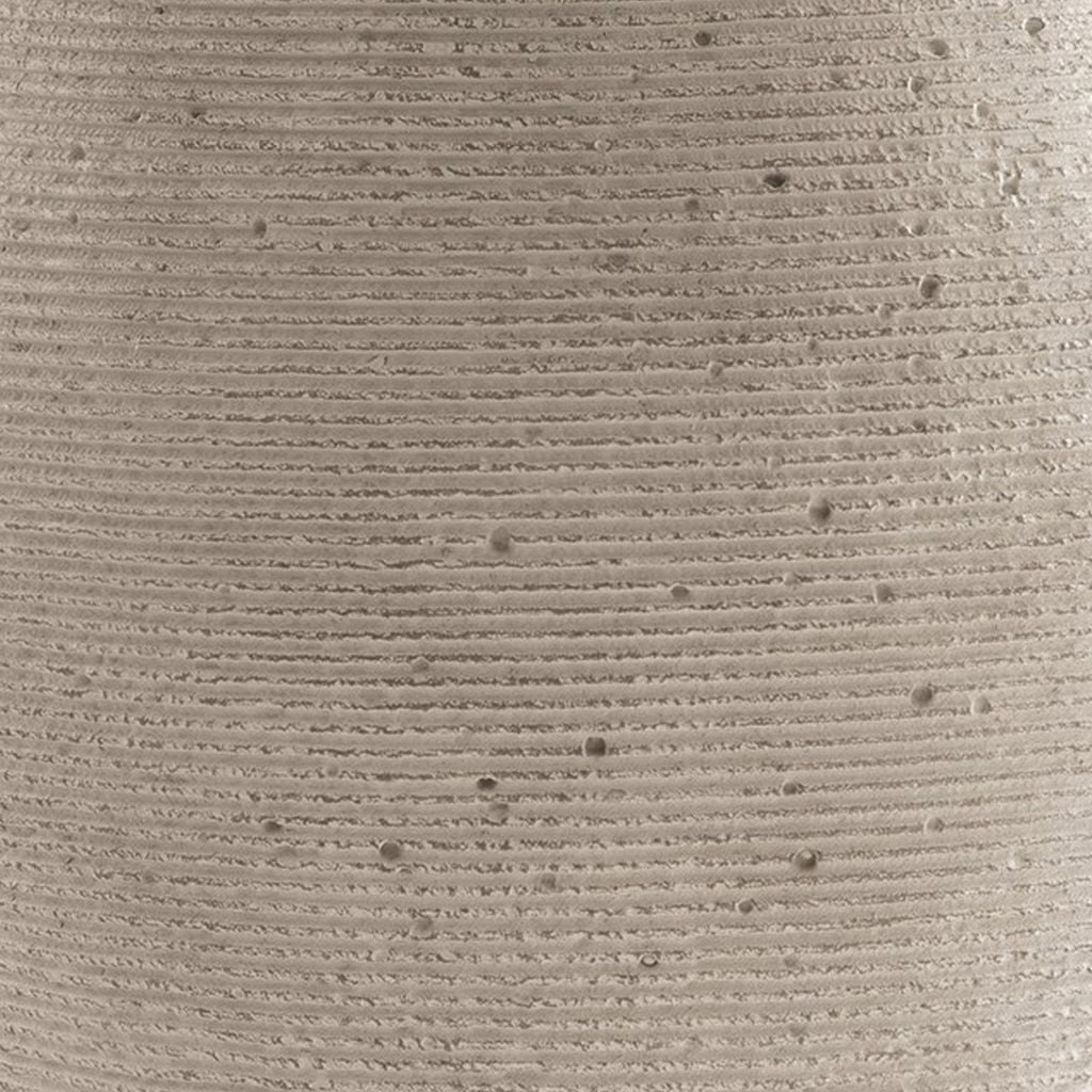 Dale 17 Inch Round Polyresin Vase, Tightly Ribbed Texture, Antique Beige - View 3