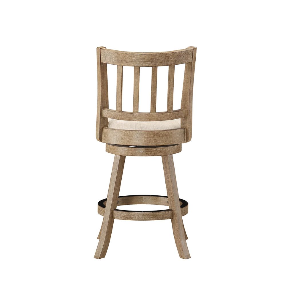 Adam 24 Inch Solid Wood Swivel Counter Stool, Slatted Back, Ivory - View 4
