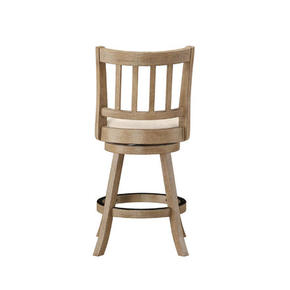Adam 24 Inch Solid Wood Swivel Counter Stool, Slatted Back, Ivory - View 4