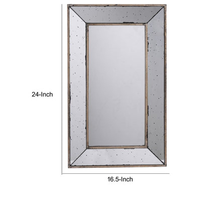 Filo 24 Inch Wall Mirror, Raised Tray Edges, Mirrored Rectangular Frame - View 5