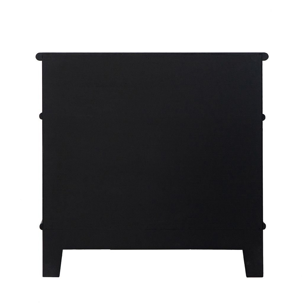 Dana 27 Inch Bedside Table, 2 Rattan Drawers, Pine Wood, Black, Brown - View 3