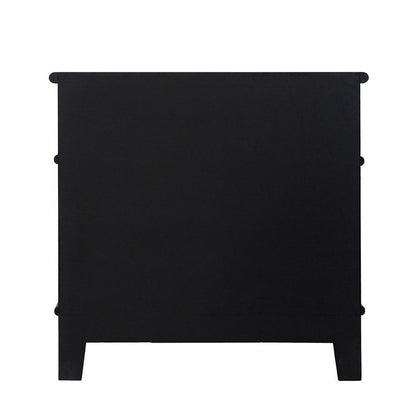 Dana 27 Inch Bedside Table, 2 Rattan Drawers, Pine Wood, Black, Brown - View 3