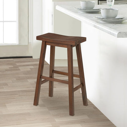 Saddle Design Wooden Barstool with Grain Details, Brown - View 6