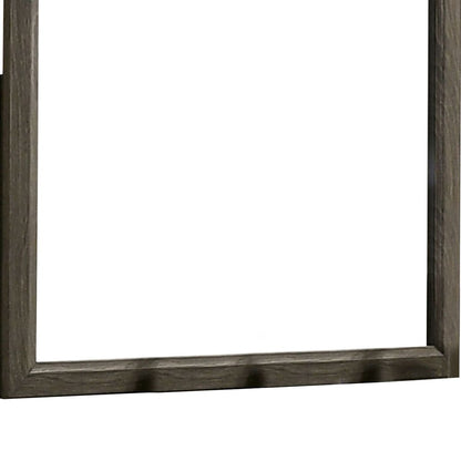 35 Inch Transitional Style Wooden Frame Mirror, Gray - View 3