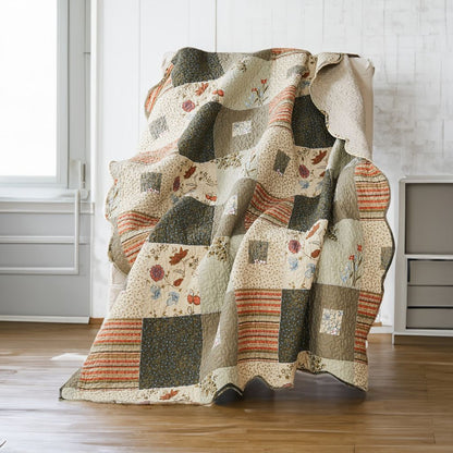 50 x 60 Cotton Quilted Throw Blanket with Fill, Wild Flowers, Multicolor - View 6