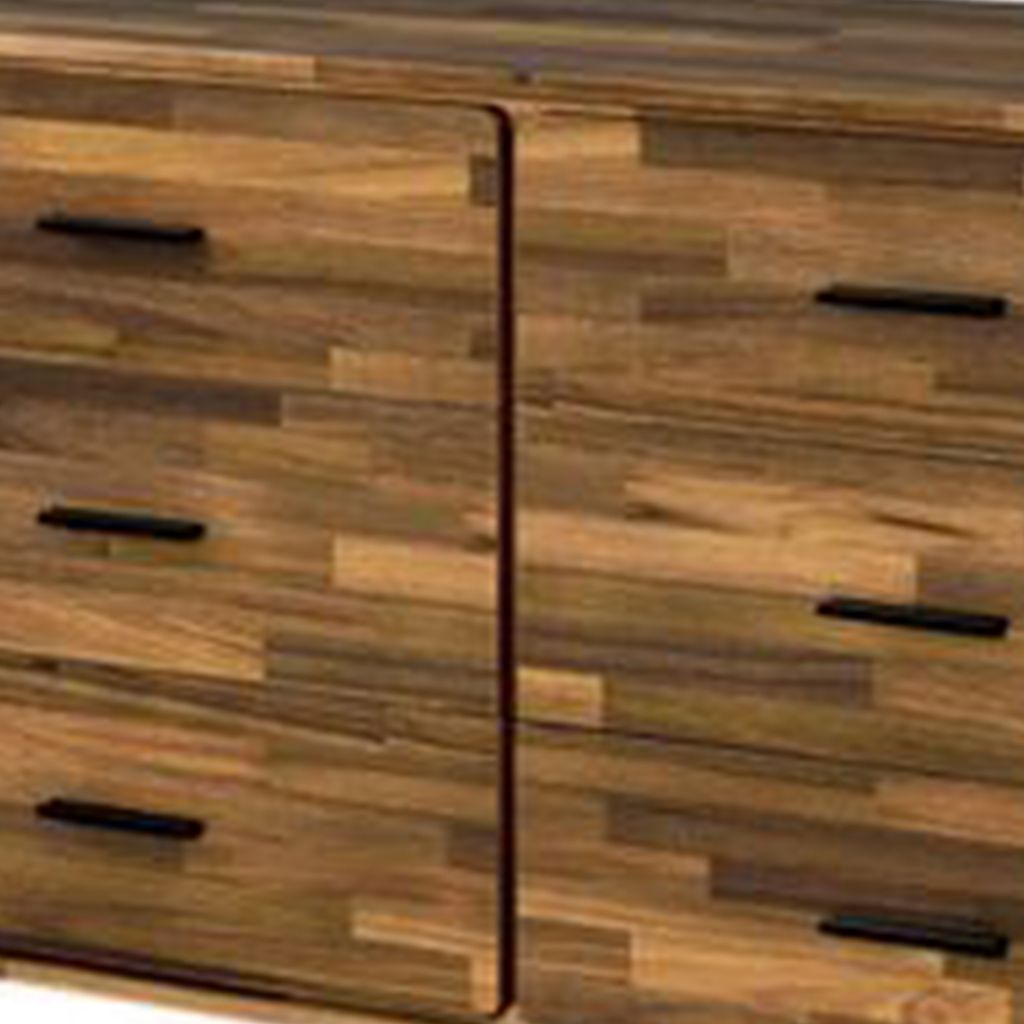 Dresser with 6 Drawers and Butcher Block Pattern, Brown - View 5