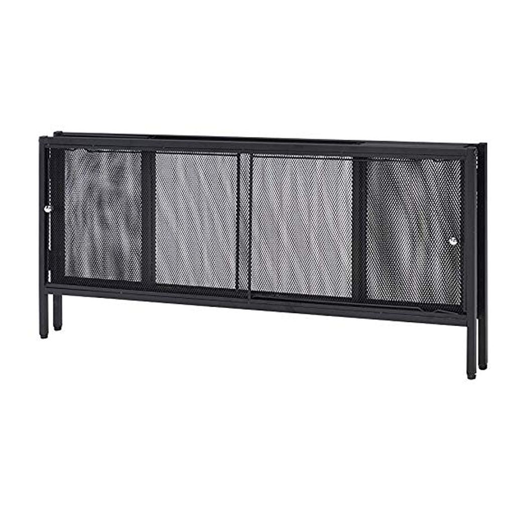 Metal Coffee Table with 1 Bottom Shelf and Mesh Design, Brown and Gray - View 3