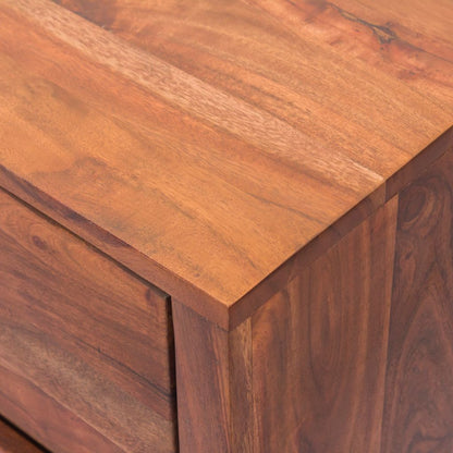 Modern Acacia Wood Dresser or Display Unit With Metal Base, Walnut Brown and Black - View 7