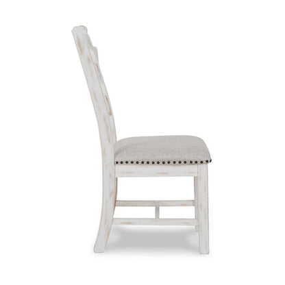 Zane 20 Inch Dining Chair, Set of 2, Beige Polyester Seat, Antique White - View 3