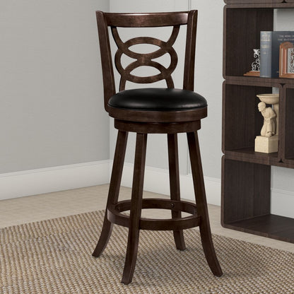 29" Swivel Bar Stool with Upholstered Seat, Black And Brown ,Set of 2 - View 6