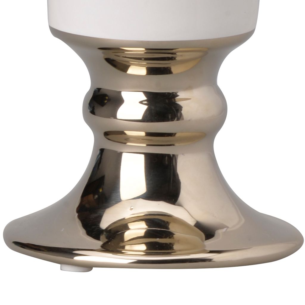 Ceramic Vase with Flared Top and Pedestal Base, Medium, White and Gold - View 3