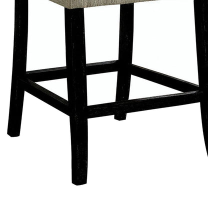 Wooden Fabric Upholstered Counter Height Chair, Ivory And Black, Pack Of Two - View 5