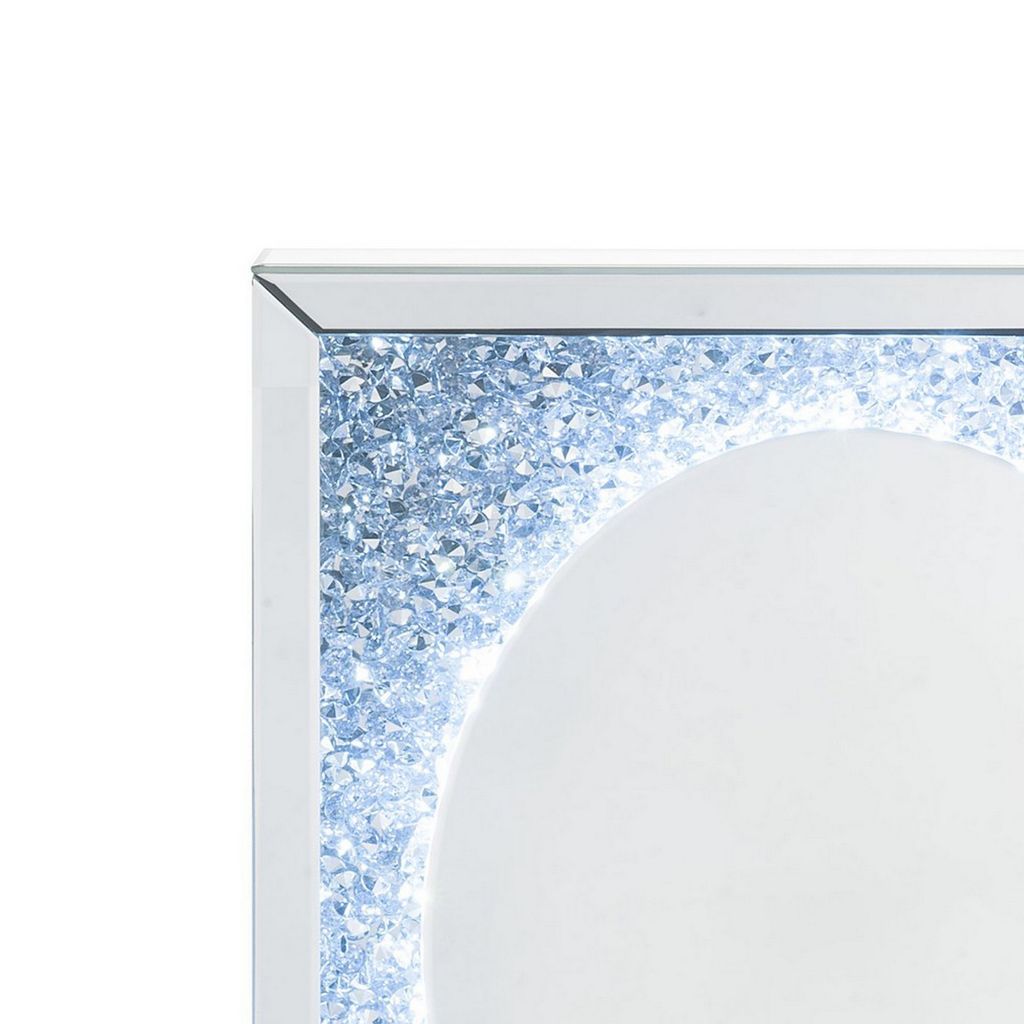 Mirrored Faux Diamond Inlay Accent Decor with LED, Silver - View 3