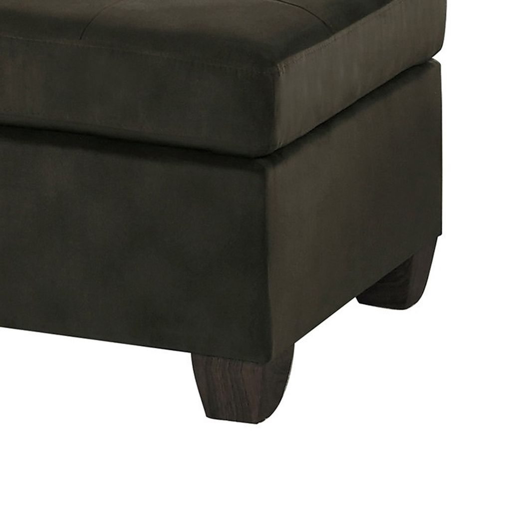 Polyester Upholstered Ottoman With Tufted Seat, Chocolate Brown - View 4