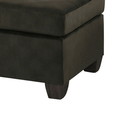 Polyester Upholstered Ottoman With Tufted Seat, Chocolate Brown - View 4