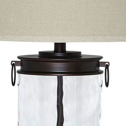 Drum Shade Table Lamp with Glass Insert Base, Bronze - View 4