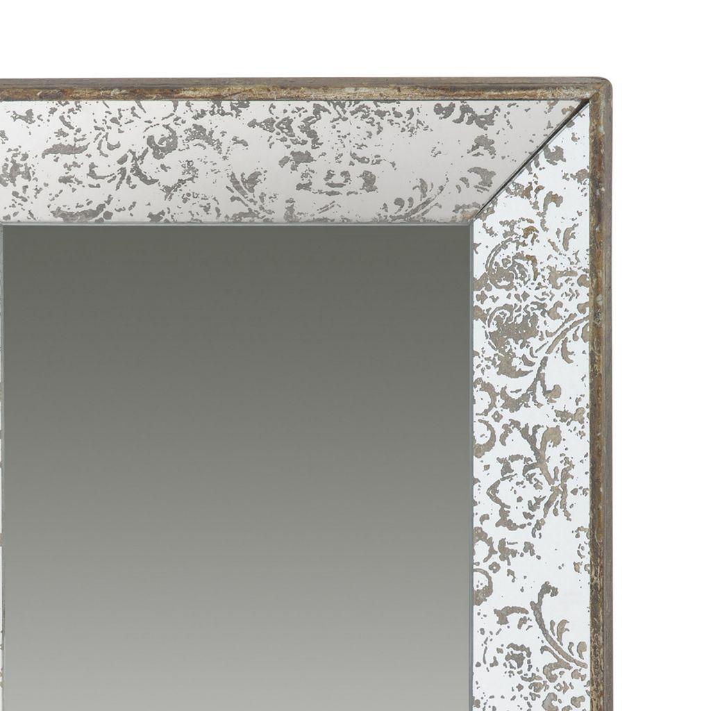 Rosa 16 x 24 Wall Mount Mirror, Brown Wood Frame with Abstract Gold Overlay - View 3