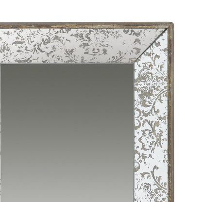 Rosa 16 x 24 Wall Mount Mirror, Brown Wood Frame with Abstract Gold Overlay - View 3
