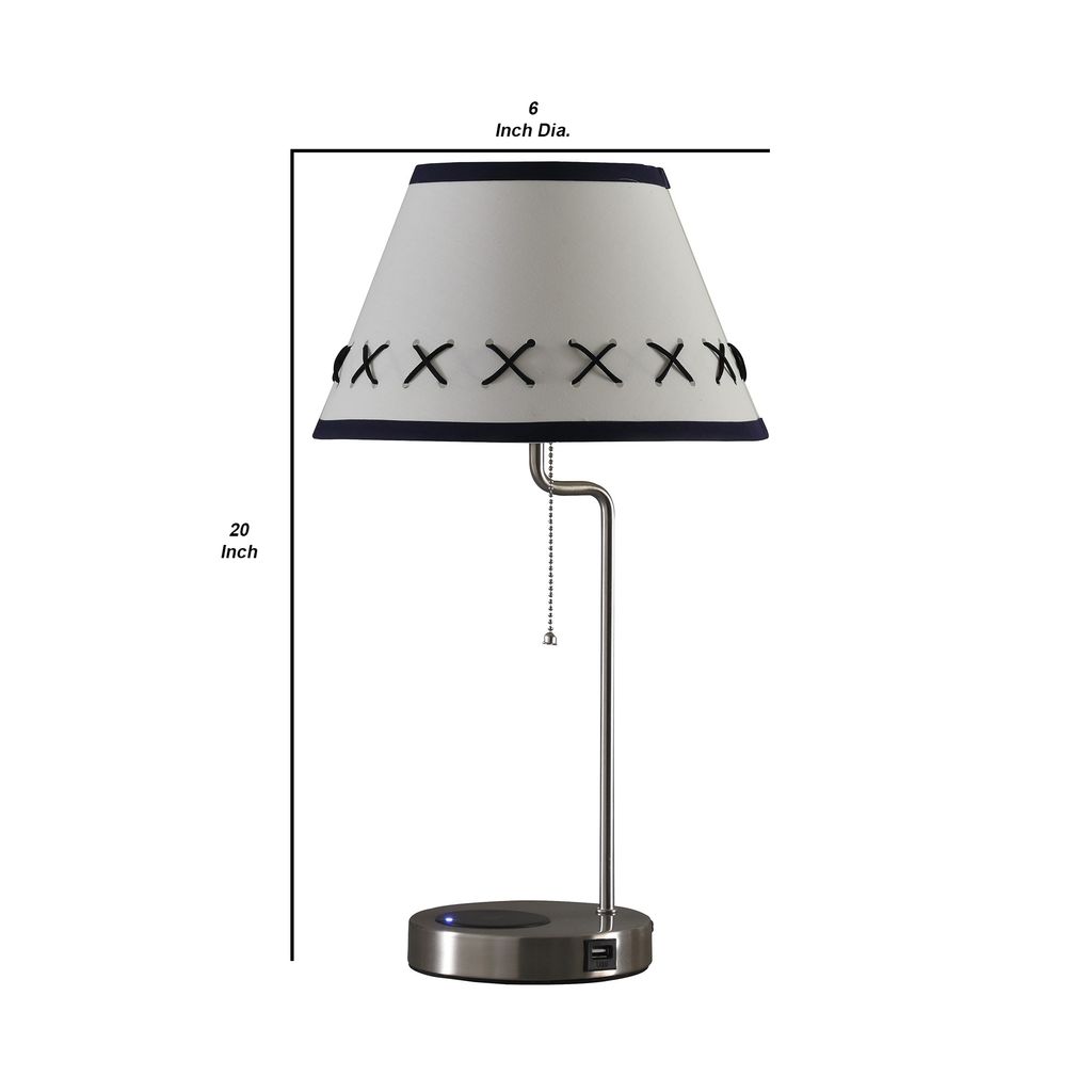 Table Lamp with Wireless Charging and USB Port, Silver - View 5