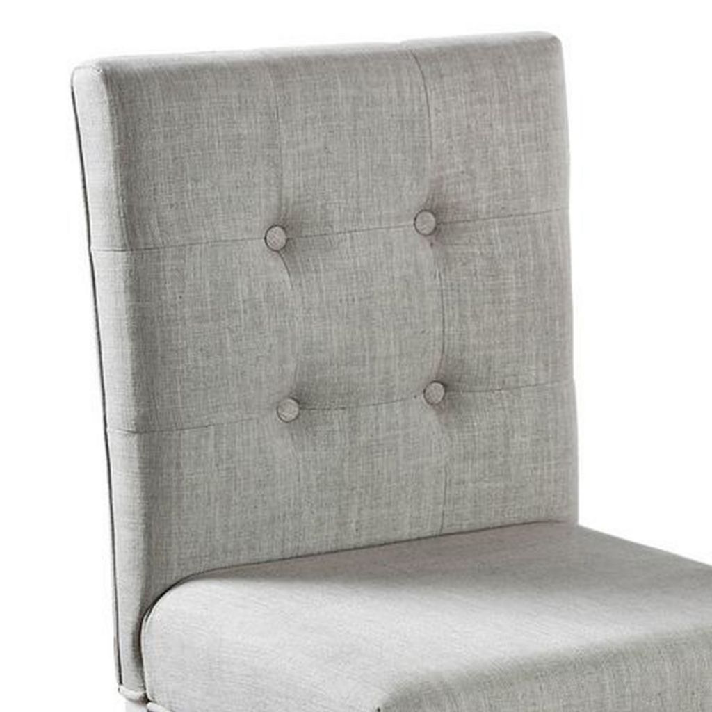 Fabric Upholstered Solid Wood Counter Height Chair, White and Gray, Pack of Two - View 4