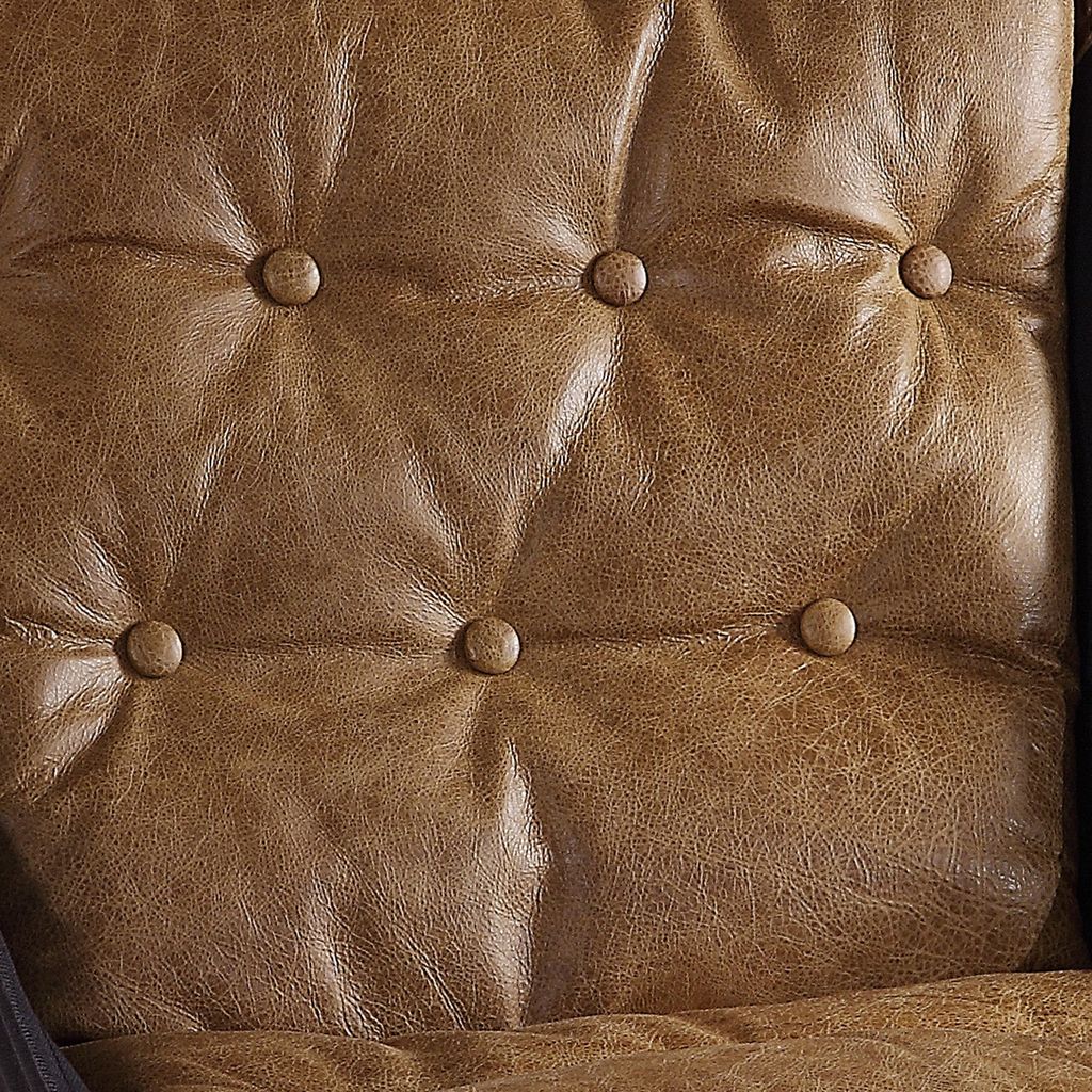 Faux Leather Upholstered Metal Frame Accent Chair with Star Base,Brown - View 5