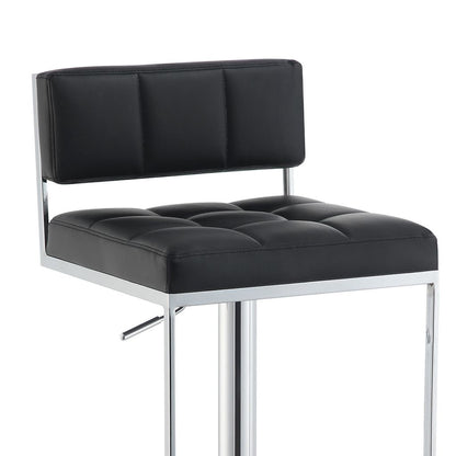 Adjustable Contemporary Metal Bar Stool, Black & Silver - View 3