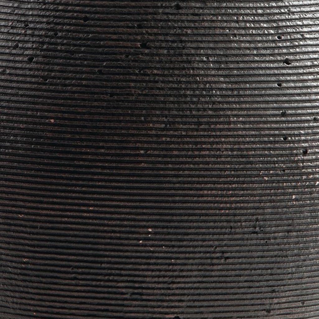 Dale 12 Inch Round Polyresin Vase, Wavy Ribbed Spiral Texture Antique Brown - View 3