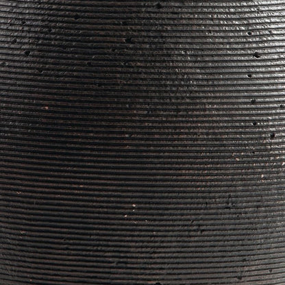 Dale 12 Inch Round Polyresin Vase, Wavy Ribbed Spiral Texture Antique Brown - View 3