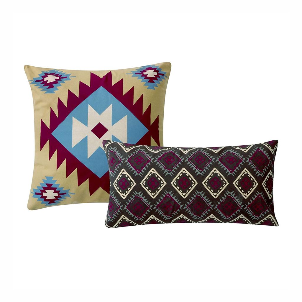 Tribal Print King Quilt Set with Decorative Pillows, Multicolor - View 3