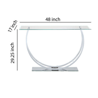 Contemporary U Shape Glass Tabletop Sofa Table, Silver - View 6