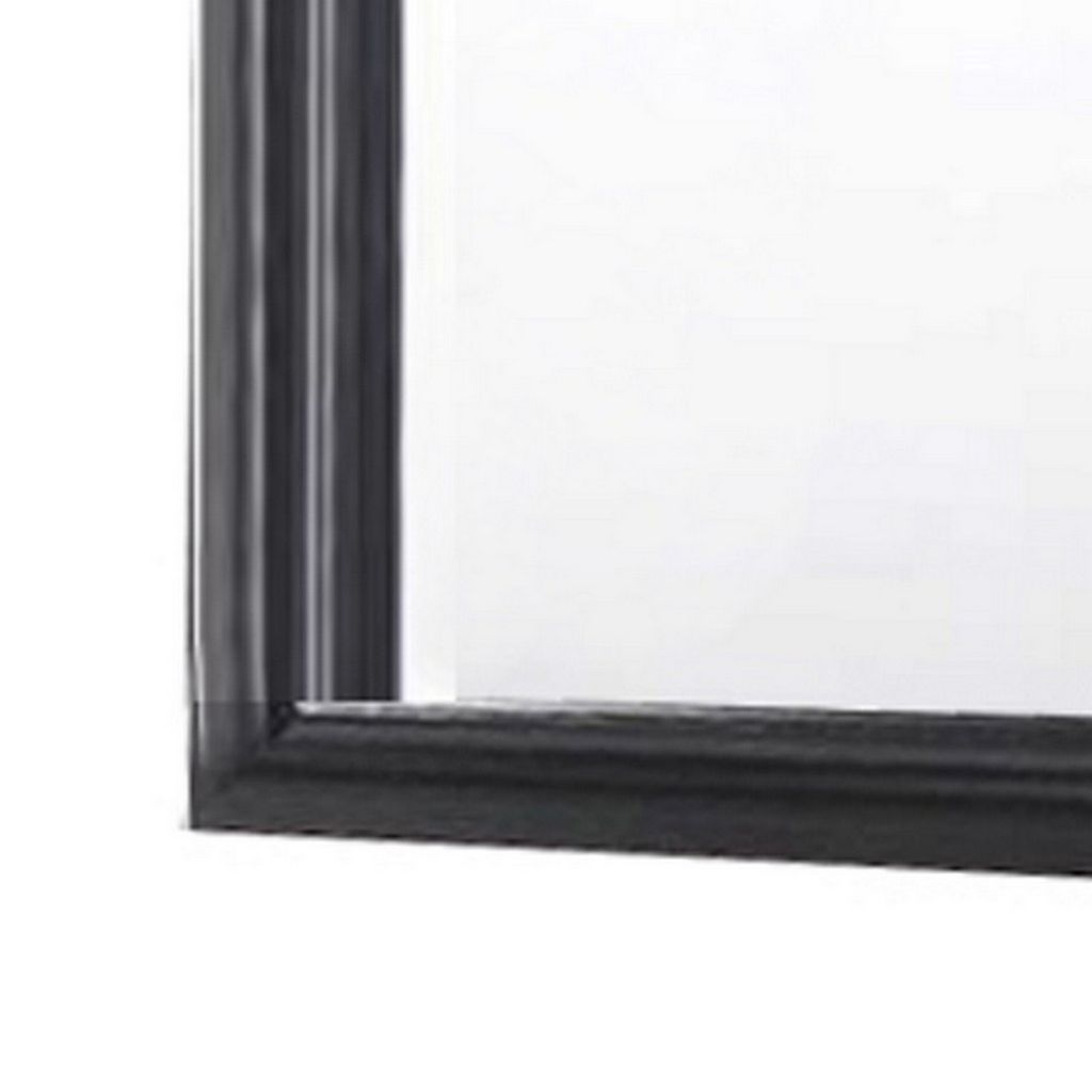 Molded Wooden Frame Dresser Top Mirror, Black and Silver - View 4