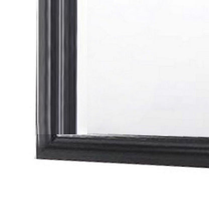 Molded Wooden Frame Dresser Top Mirror, Black and Silver - View 4