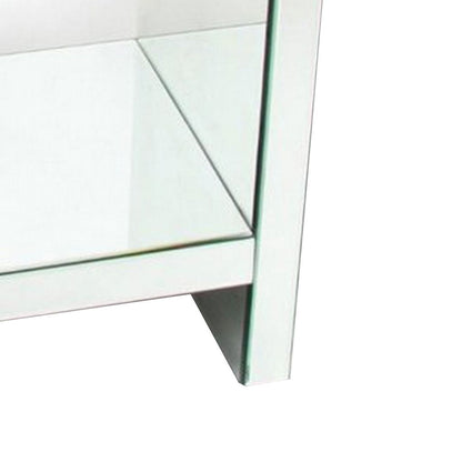 26 Inch Beveled Mirror Chest with 1 Drawer, Silver - View 4