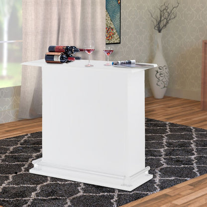 Rectangular Wooden Bar Table with Storage, White and Chrome - View 7