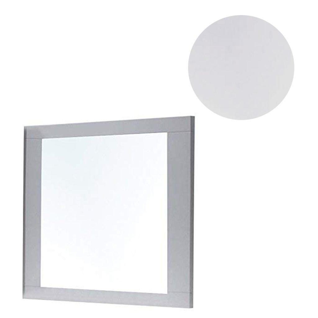 Rectangular Wooden Frame Mirror with Beveled Edges, White and Silver - View 3