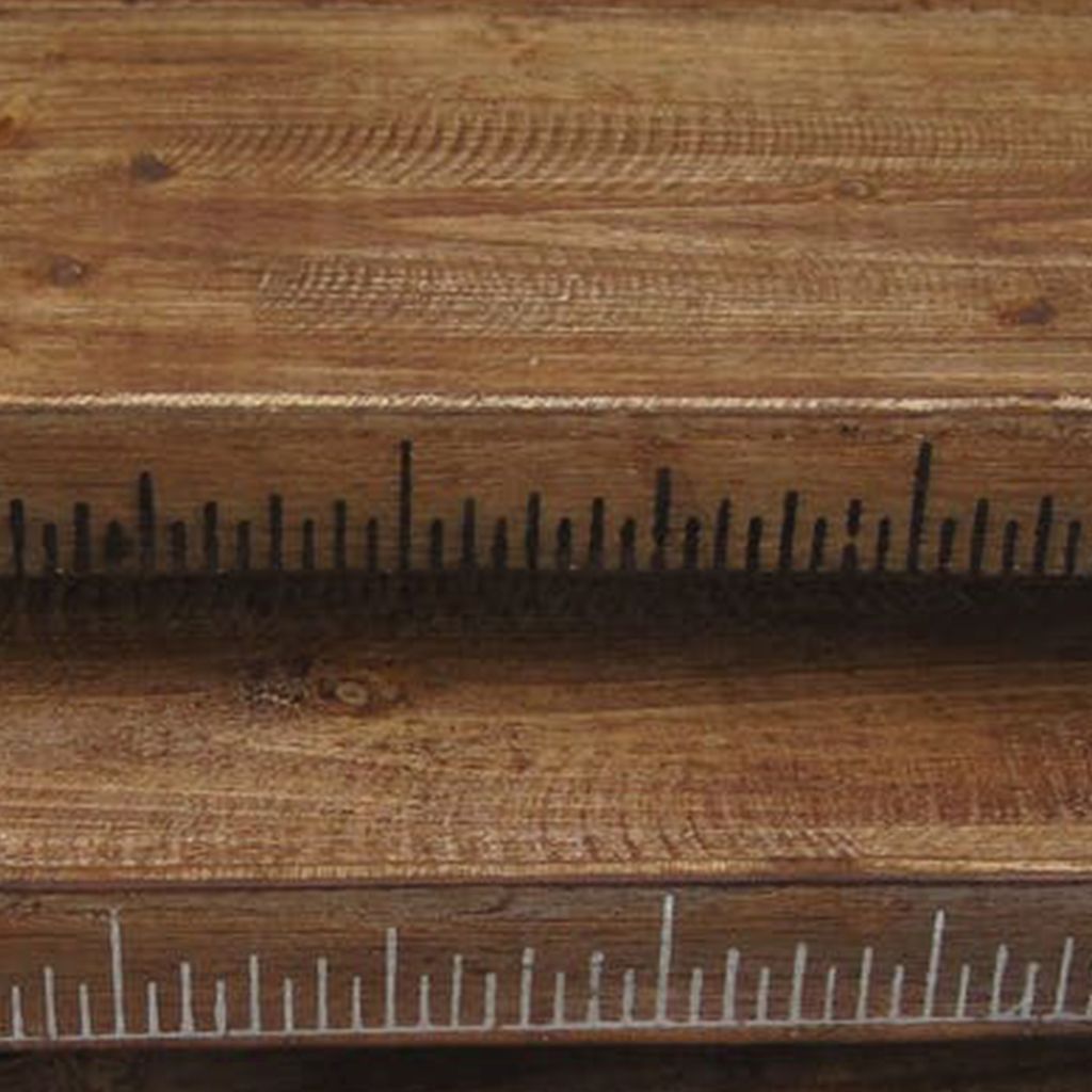 Wooden Tray with Grain Details and Cut Out Handles, Set of 3, Brown - View 4