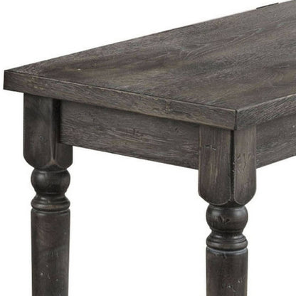 Transitional Style Wood Bench with Turned Legs, Gray - View 6