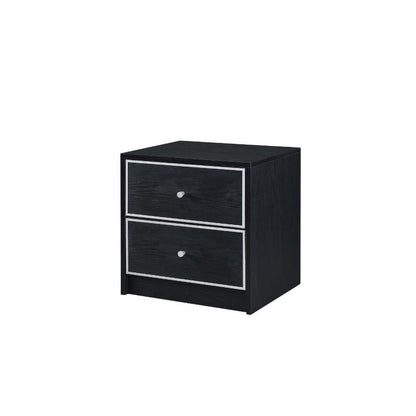 Accent Table with 2 Storage Drawers and Intricate Trimming, Black