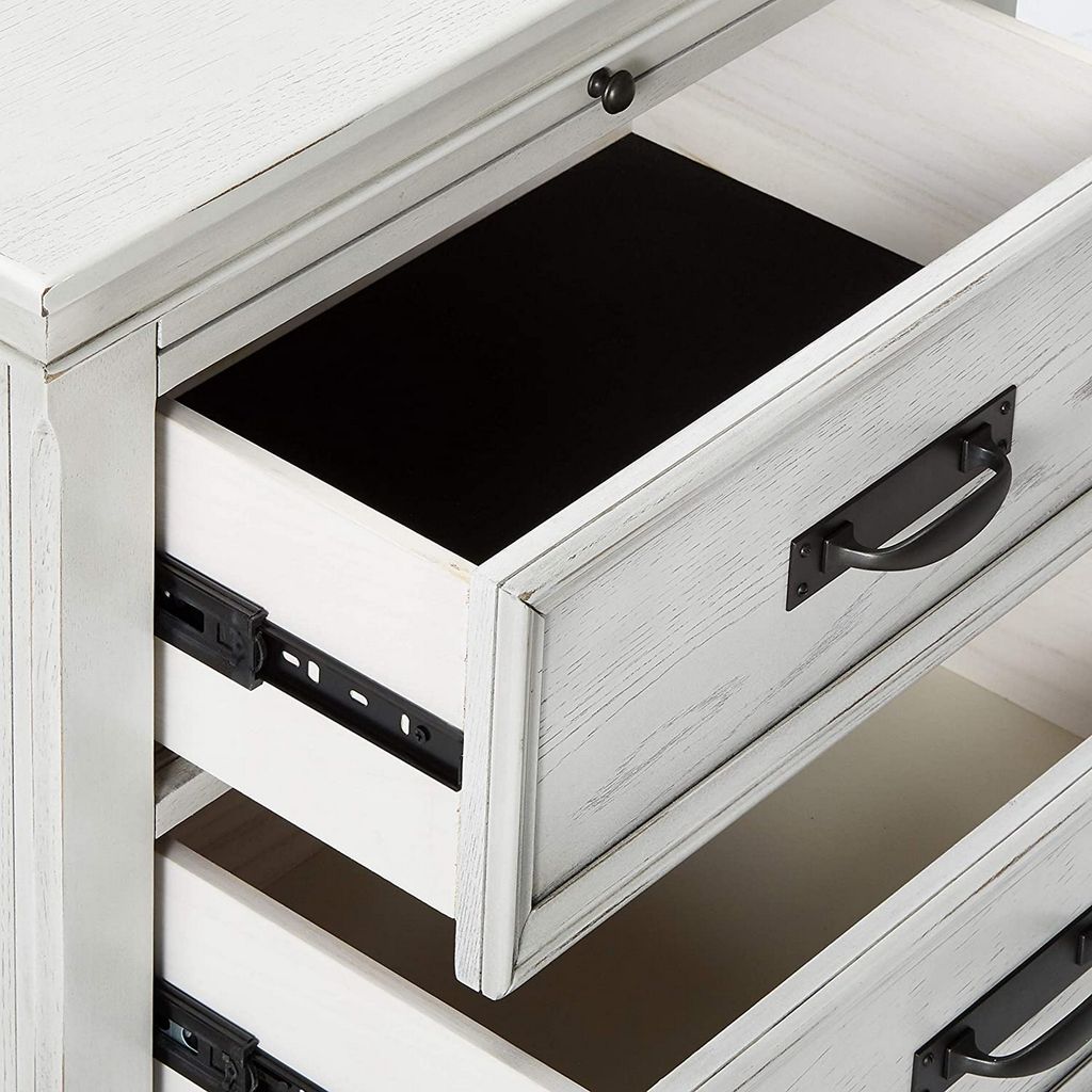 Wooden Nightstand with 2 Drawers & 1 Pull Out Tray, White - View 4