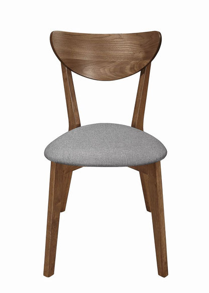 Wooden Plectrum Shape Padded Seat Dining Chair, Set of 2, Brown and Gray - View 2