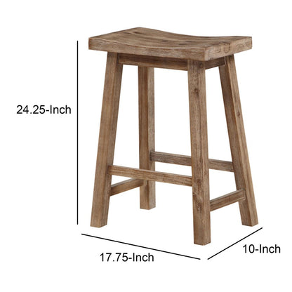 Wooden Frame Saddle Seat Counter Height Stool with Angled Legs, Brown - View 5