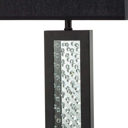 Table Lamp with Embedded Glass Panel, Black - View 3